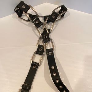 Black belt With Silver Colored Buckle Metal Links

measures 41”-45”